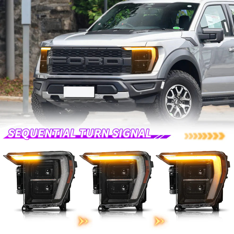 2021 - 2025 Ford F150 LED Headlights - Raptor Style