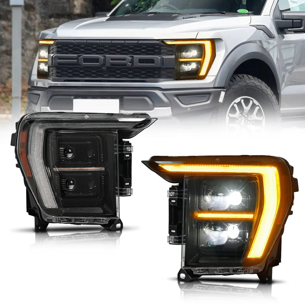 2021 - 2025 Ford F150 LED Headlights - Raptor Style