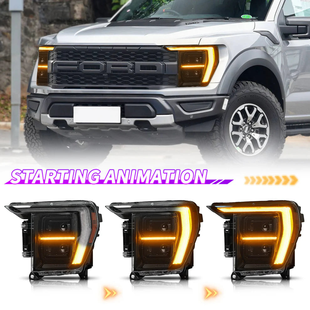 2021 - 2025 Ford F150 LED Headlights - Raptor Style