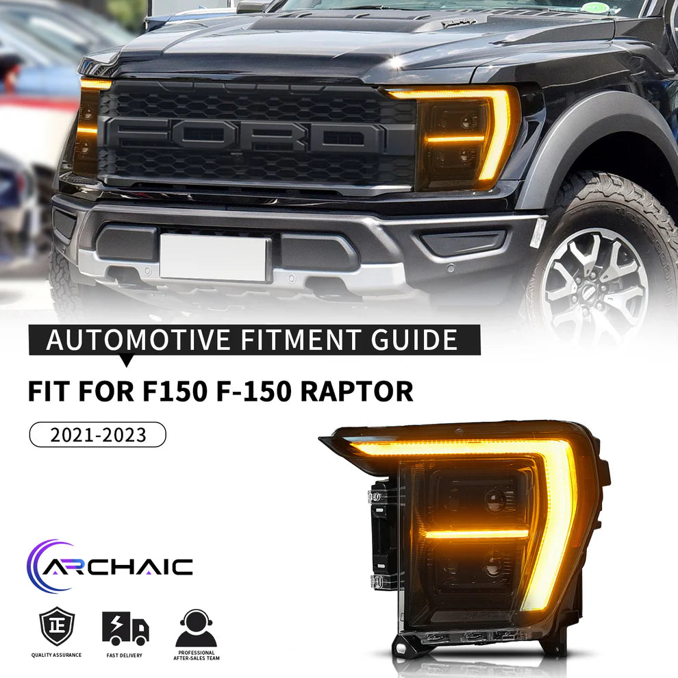 2021 - 2025 Ford F150 LED Headlights - Raptor Style